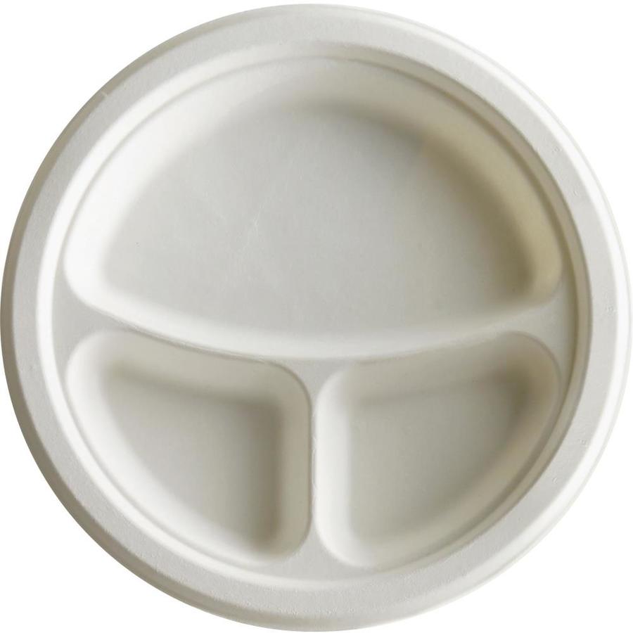 Eco Products 3 Compartment Sugarcane Fiber Plates 10in Diameter Plate Microwave Safe White 500 Carton In The Disposable Department At Lowes Eco Products 3 Compartment Sugarcane