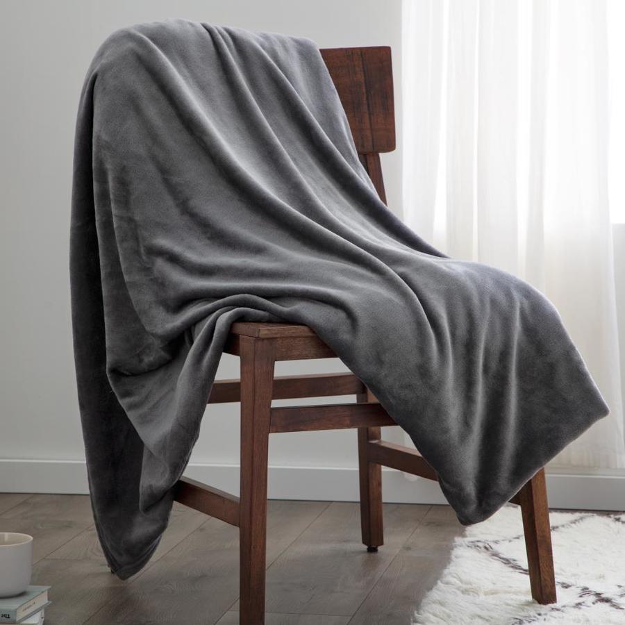 Brookside Gray 60in x 80in Fleece Blanket in the Blankets & Throws department at