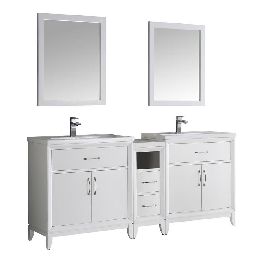 Fresca Cambridge 72 In White Double Sink Bathroom Vanity With White Ceramic Top Mirror And Faucet Included In The Bathroom Vanities With Tops Department At Lowes Com
