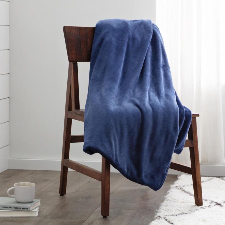 Brookside Navy 90 In X 108 In Fleece Blanket In The Blankets Throws Department At Lowescom