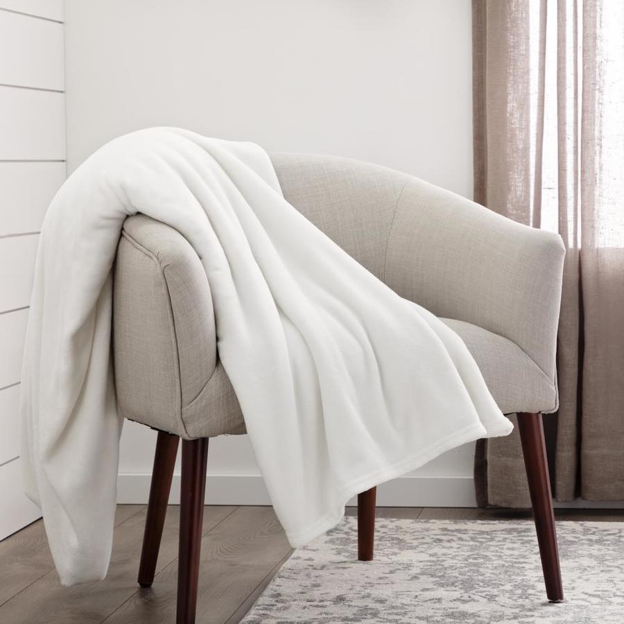 Brookside White 90-in x 108-in Fleece Blanket in the Blankets & Throws ...