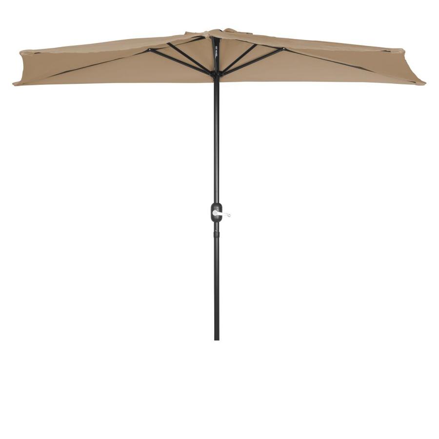 Trademark Innovations 4 5 Ft Half Tan With Black Steel Frame Solar Powered No Tilt Half Round Patio Umbrella In The Patio Umbrellas Department At Lowes Com