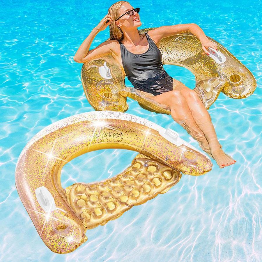 gold glitter pool float