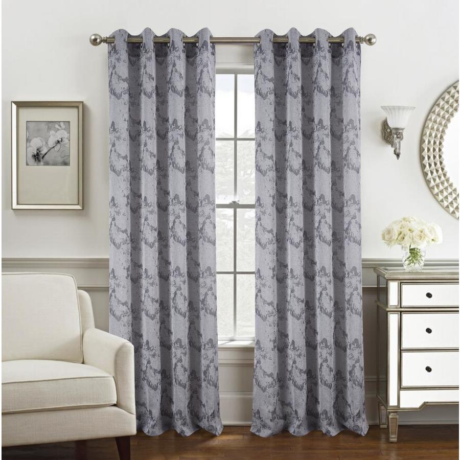 Olivia Gray 90-in Grey Polyester Light Filtering Grommet Single Curtain ...