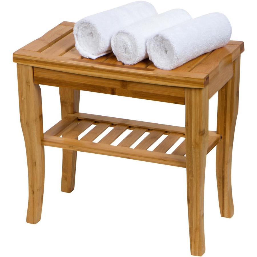 Trademark Innovations 17.7 in Bamboo Wood Shower Bench and Stool in