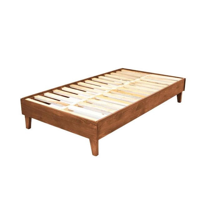 eLuxury Almond Twin Extra Long Bed Frame in the Beds department at