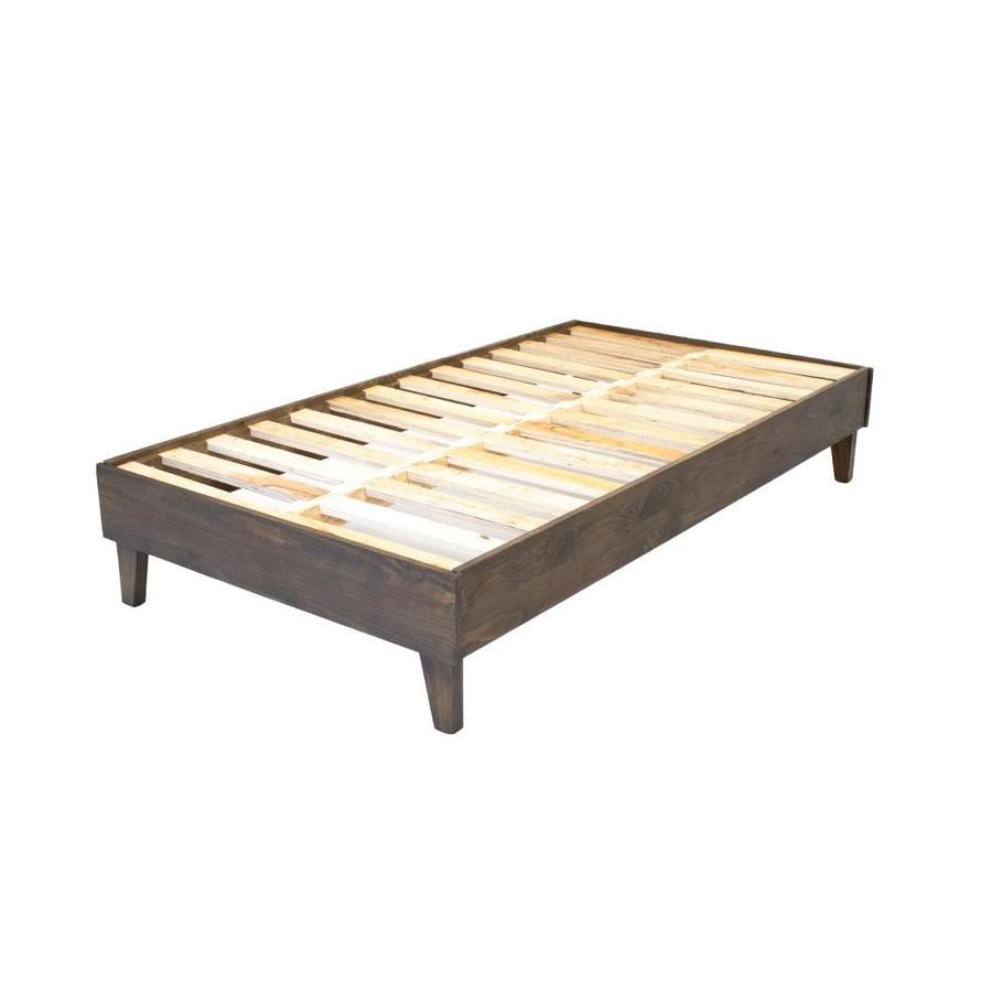 eLuxury Walnut Twin Extra Long Bed Frame in the Beds department at