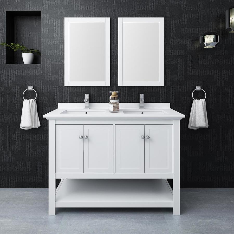 Fresca Cambria 48-in White Undermount Double Sink Bathroom Vanity with ...