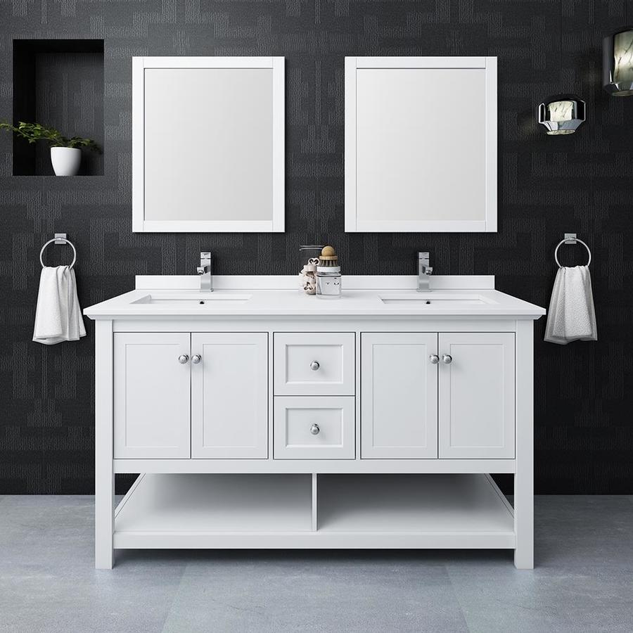 Fresca Cambria 60-in White Double Sink Bathroom Vanity with White ...