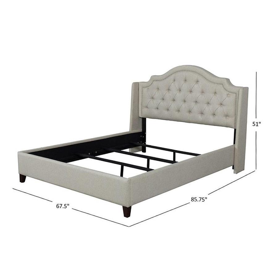 eLuxury Light Tan Queen Bed Frame in 