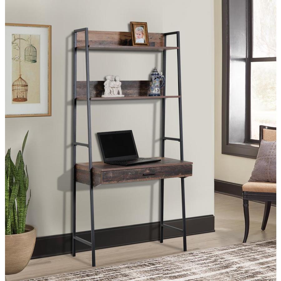 OSHOME Metal ladder 31.5-in Brown Modern/Contemporary Ladder Desk in ...