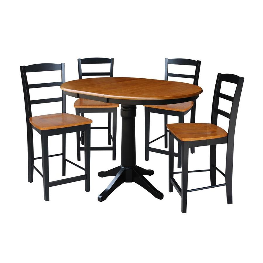 International Concepts Black/Cherry Dining Room Set with Round Table in ...