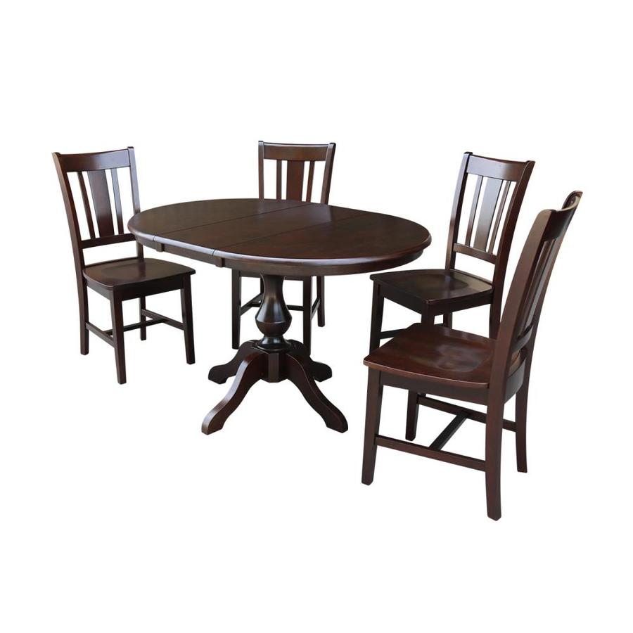 International Concepts 36 In Round Extension Dining Table With 4 San Remo Chairs In The Dining Room Sets Department At Lowes Com