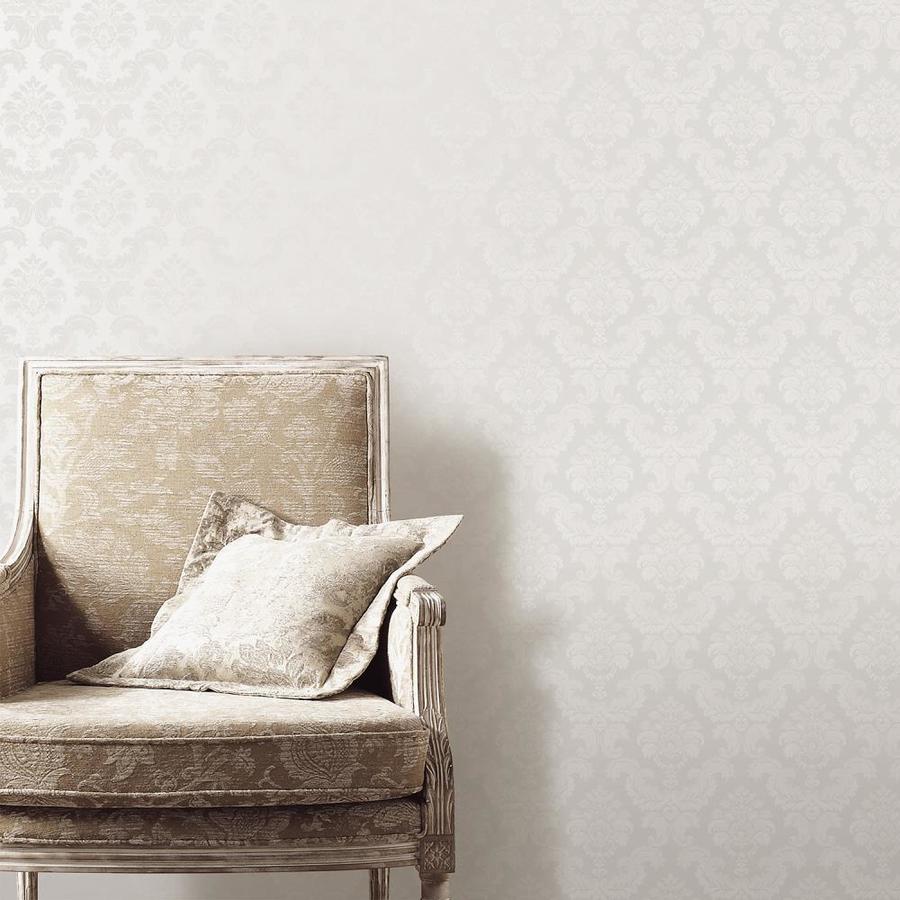 Norwall Damask Wallpaper in Pearl, White in the Wallpaper department at ...