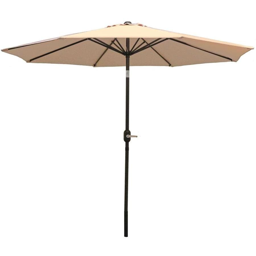 Sunnydaze Decor 9 Ft Octagon Beige With Black Steel Frame Solar Powered Push Button Tilt Market Patio Umbrella In The Patio Umbrellas Department At Lowes Com