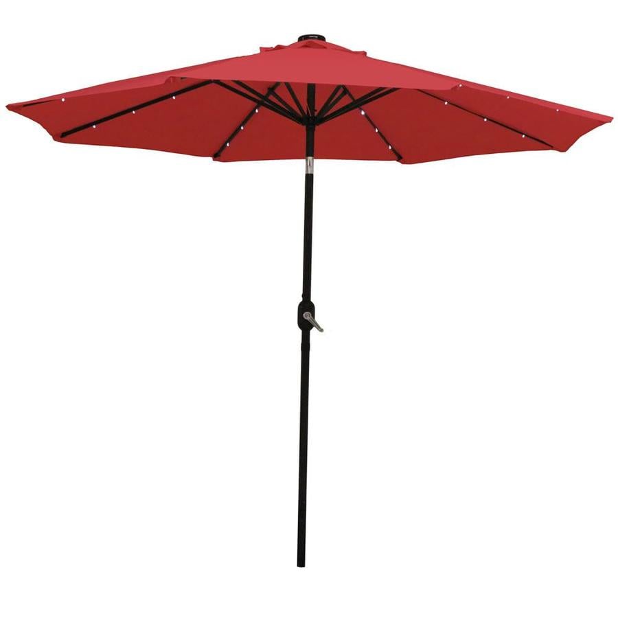 Trademark Innovations 7 Ft Octagon Red With Black Steel Frame Solar Powered Push Button Tilt Market Patio Umbrella In The Patio Umbrellas Department At Lowes Com