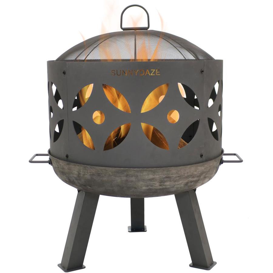 Sunnydaze Decor 26.5in W Gray Cast Iron WoodBurning Fire