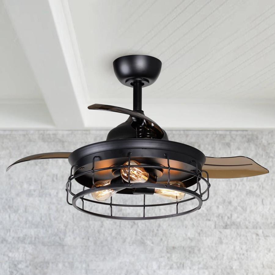 Parrot Uncle Black 36-in LED Indoor Ceiling Fan (3-Blade) in the ...