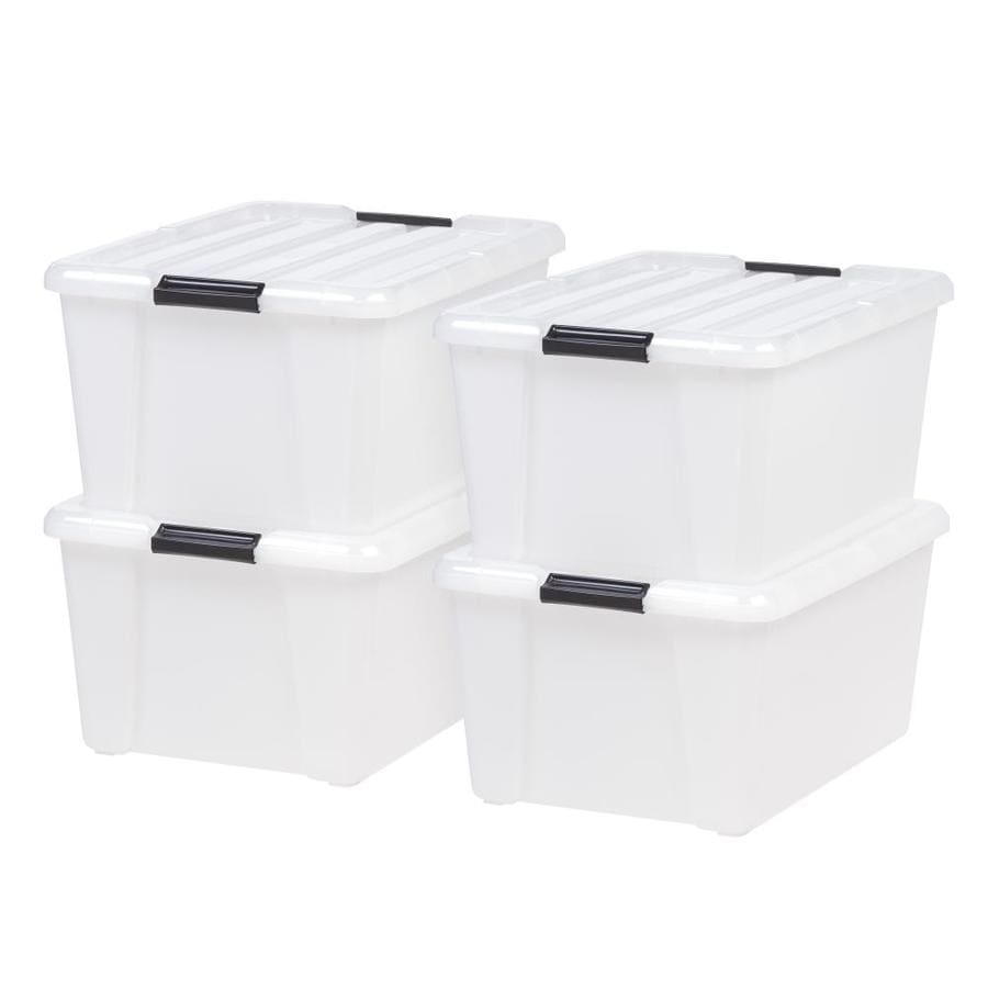 Iris 45 Qt Buckle Up Storage Box In Pearl 4 Pack In The Storage Bins Baskets Department At Lowes Com