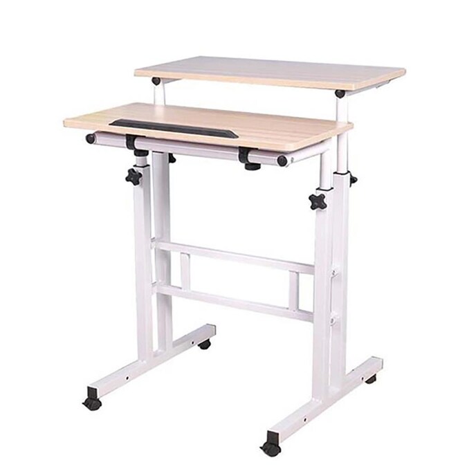 Mind Reader 27 In White Traditional Poplar Standing Desk In The Desks Department At Lowes Com