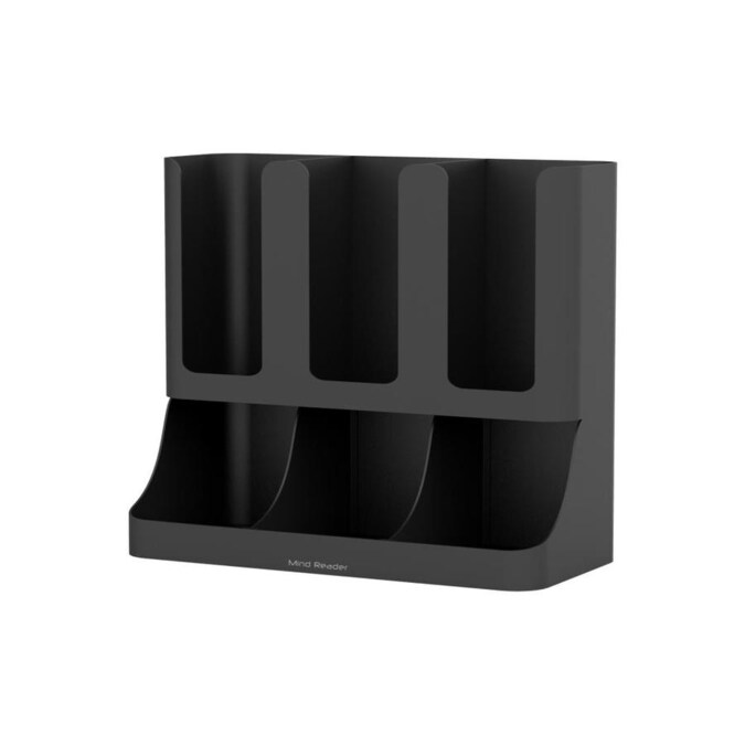 6 Compartment Upright Breakroom Coffee Condiment and Cup Storage Organizer Black New Version 13.5 x 4.30 x 12