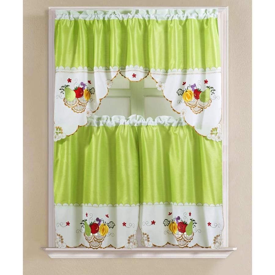 Rt Designers Collection Vintage Fruits Faux Silk Tier And Swag Kitchen Curtain Set In Lime Green In The Valances Department At Lowes Com