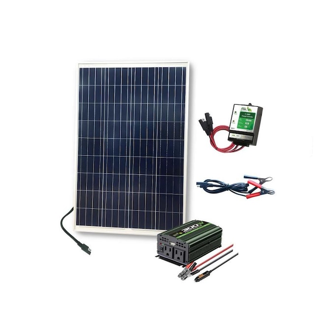 Nature Power 100 Watt Complete Solar Power Kit 1 x 100W Solar Panel, 300W Power Inverter, 11Amp