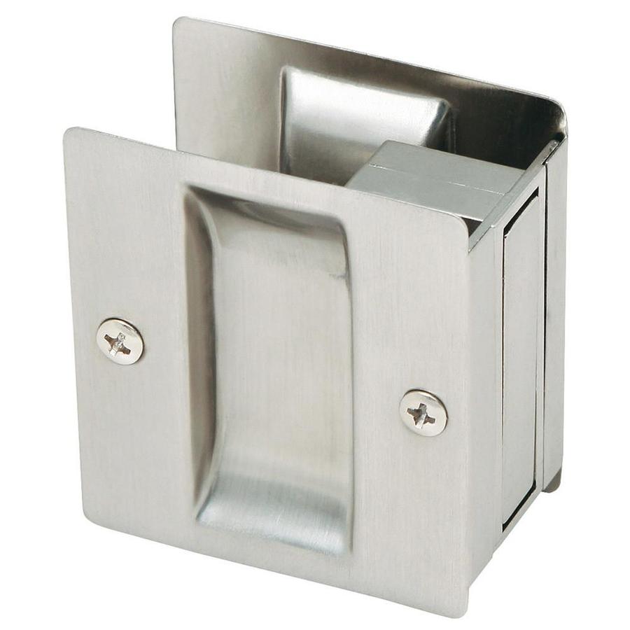 Design House Satin Nickel Pocket Door Lock Passage Hardware in the