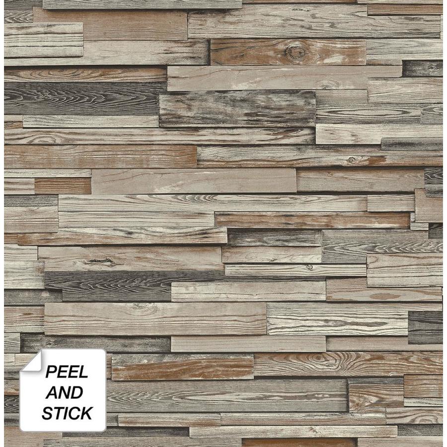 NextWall 30.75 sq ft Charcoal and Brown Vinyl Wood Self Adhesive 