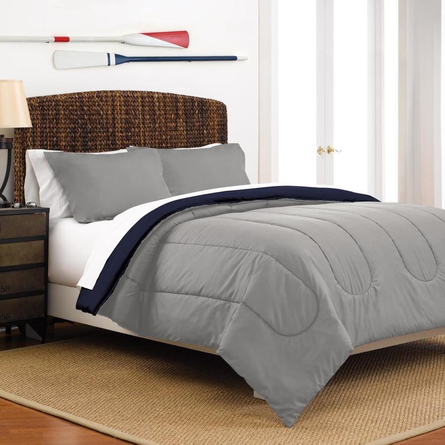 WestPoint Home Martex Reversible Comforter Set 3Piece Grey/Navy Full