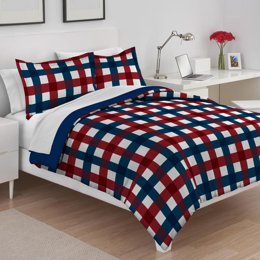 Westpoint Home Izod Buffalo Check Bedding 3 Piece Red Blue Full Queen Comforter Set In The Bedding Sets Department At Lowes Com