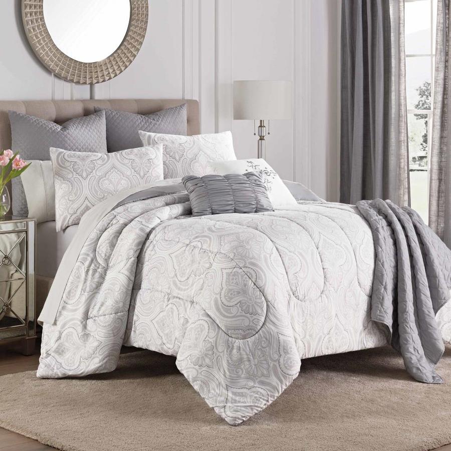 Geneva Home Fashion Reese 6pc Tiered Ruffle Comforter Set King Dark Gray In The Bedding Sets Department At Lowes Com