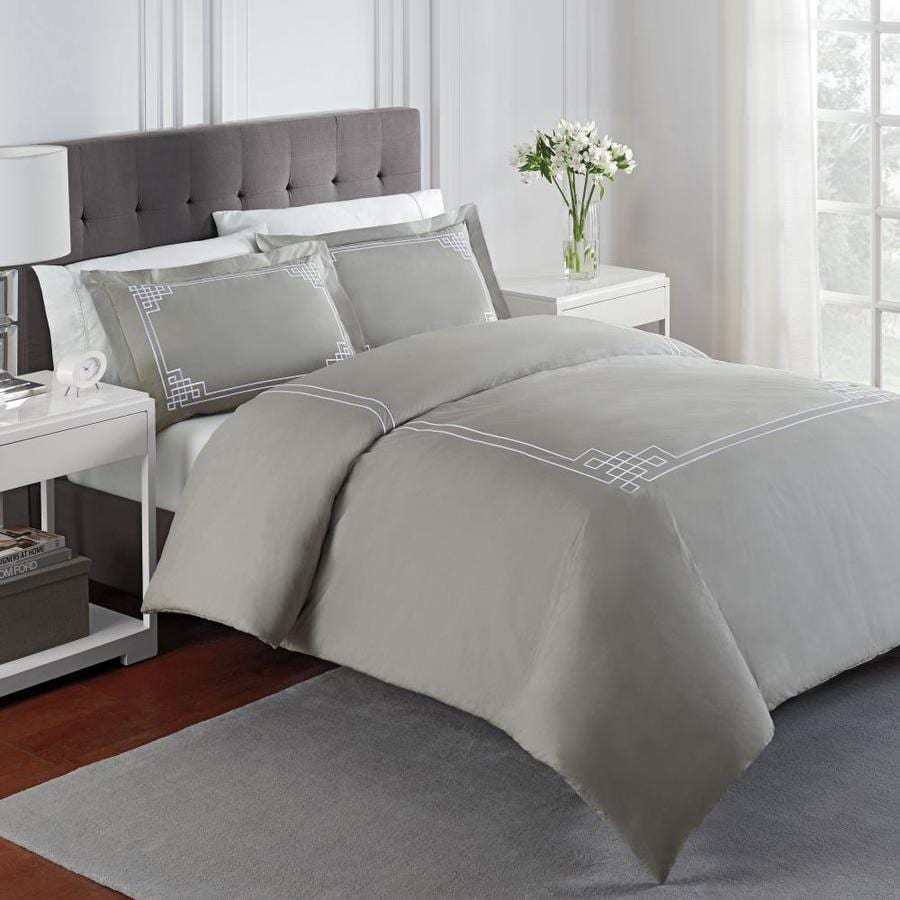 WestPoint Home Martex Solid Percale Embroidered King Gray Comforter Set ...