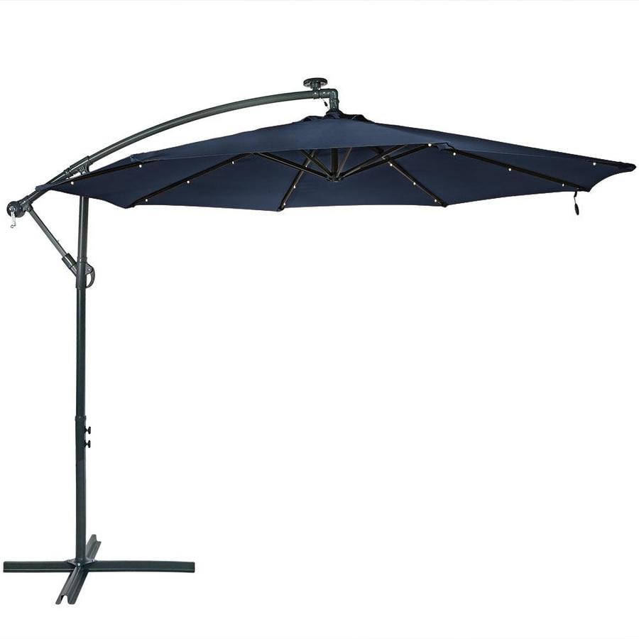 Sunnydaze Decor 9 Ft Octagon Beige With Black Steel Frame Solar Powered Push Button Tilt Market Patio Umbrella In The Patio Umbrellas Department At Lowes Com