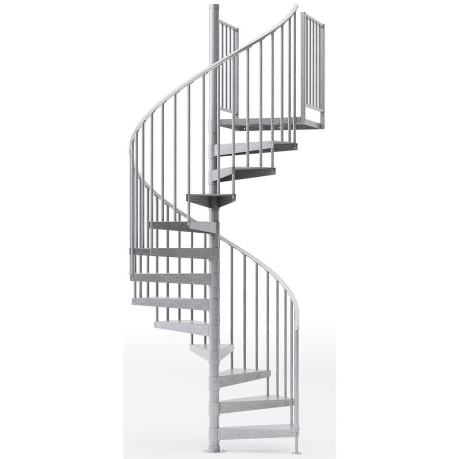 Mylen Stairs Reroute 60-in x 14-ft 2 Platform Rails Galvanized Spiral Staircase Kit, Fits Height ...