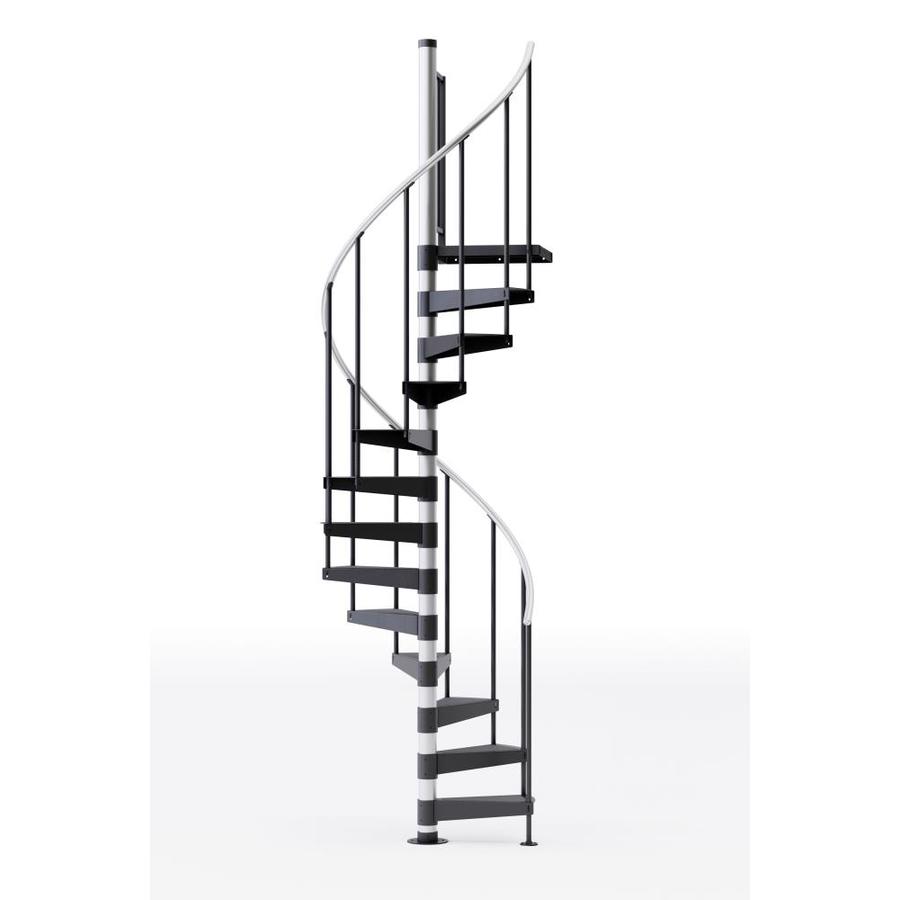 Mylen Stairs Reroute 42-in x 11.25-ft 1 Platform Rails Black Spiral Staircase Kit, Fits Height ...