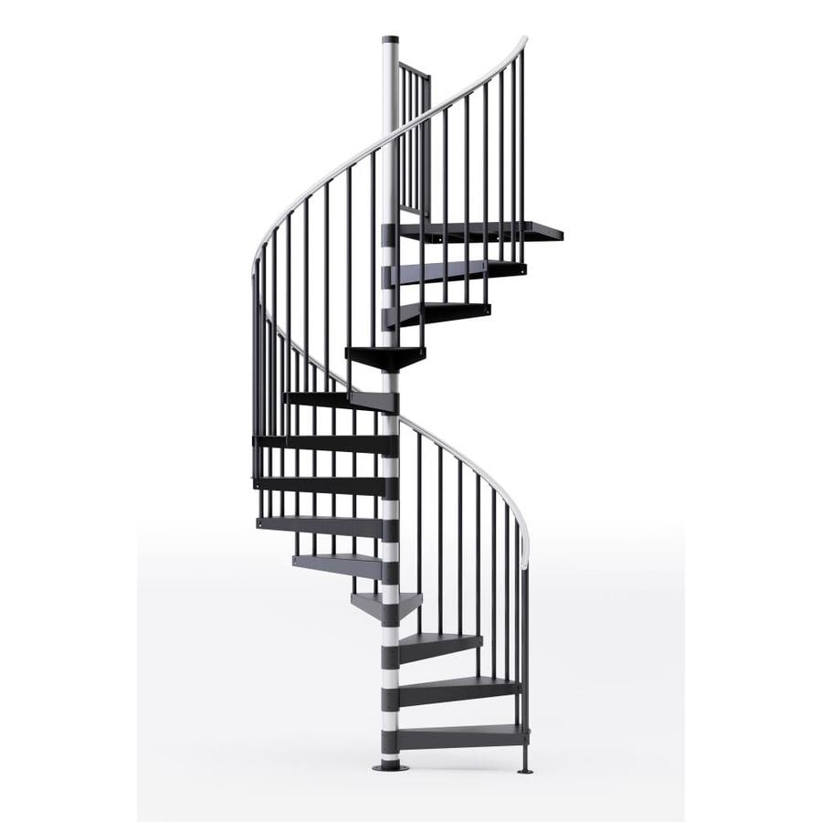 Mylen Stairs Reroute 60-in x 13.34-ft 1 Platform Rails Black Spiral Staircase Kit, Fits Height ...