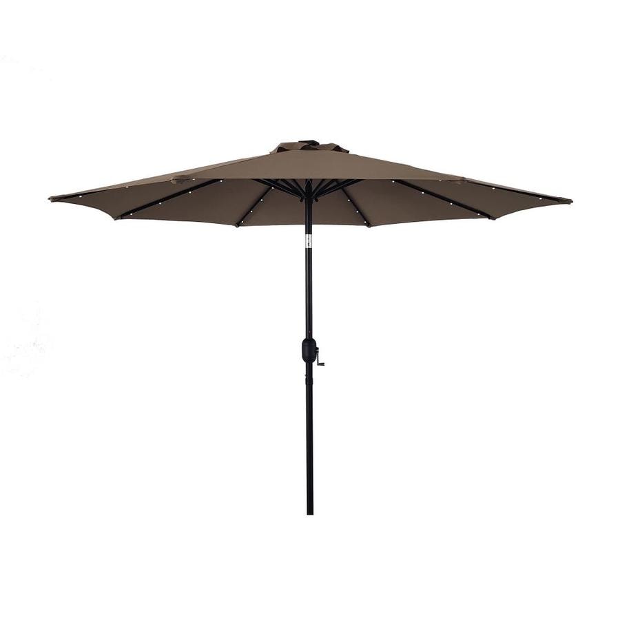 Casainc Round Dark Brown With Dark Brown Aluminum Frame Solar Powered Crank Garden Patio Umbrella In The Patio Umbrellas Department At Lowes Com