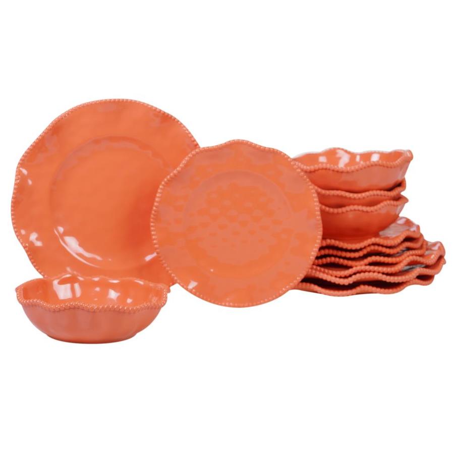Certified International 12Piece Orange Dinnerware in the Dinnerware