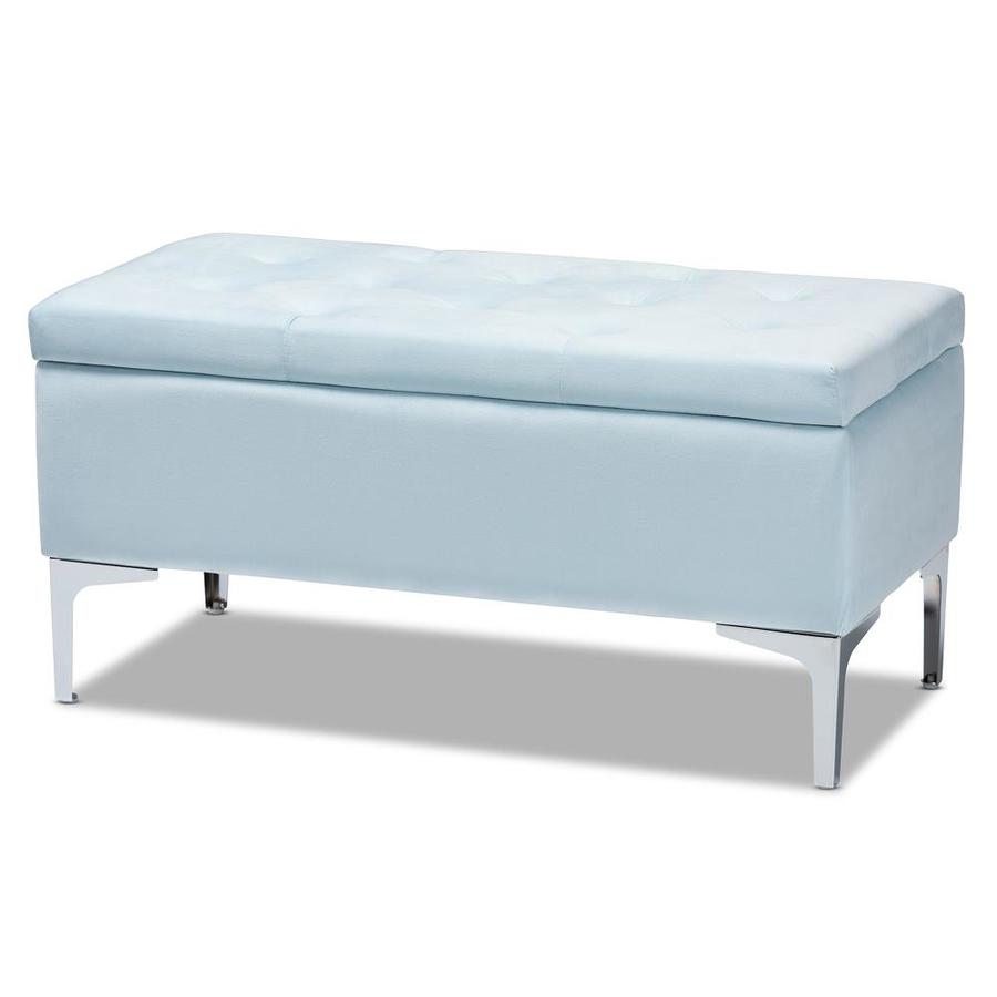 Baxton Studio Mabel Modern Light Blue Silver Velvet Storage Ottoman In The Indoor Ottomans Department At Lowes Com