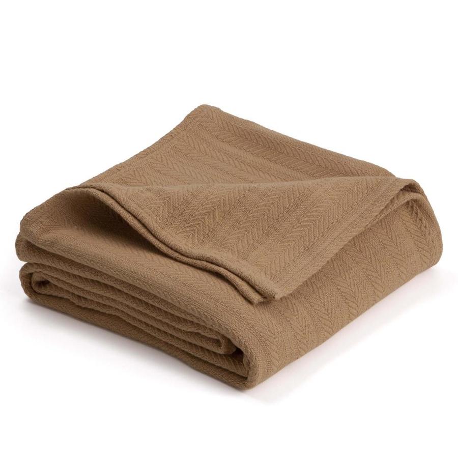 WestPoint Home Vellux Cotton Woven Blanket Tan 108in x 90in Cotton