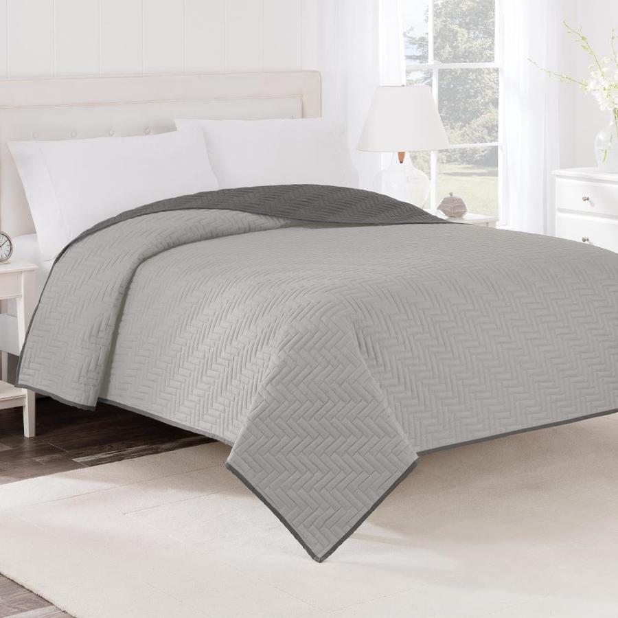 Westpoint Home Martex Reversible Coverlet Light Grey Graphite Solid Reversible Twin Quilt Polyester With Polyester Fill In The Comforters Bedspreads Department At Lowes Com