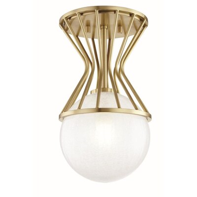 Mitzi by Hudson Valley Lighting Petra 7.75-in Aged Brass Modern/Contemporary Xenon Semi-Flush Mount Light Mitzi by Hudson Valley Lighting Petra 7.75-in Aged Brass Modern/Contemporary Xenon Semi-Flush Mount Light