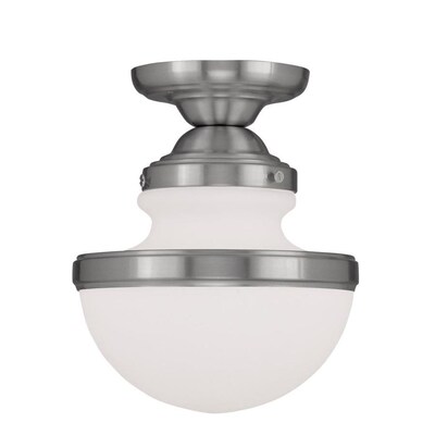 Livex Lighting Oldwick 13-in Brushed Nickel Transitional Incandescent Flush Mount Light Livex Lighting Oldwick 13-in Brushed Nickel Transitional Incandescent Flush Mount Light