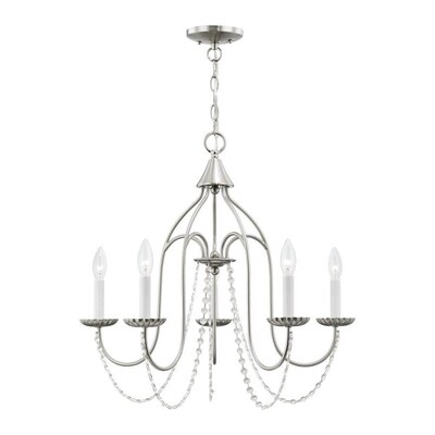 Livex Lighting Alessia 5-Light Brushed Nickel Traditional Crystal Chandelier Livex Lighting Alessia 5-Light Brushed Nickel Traditional Crystal Chandelier