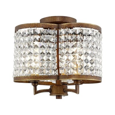 Livex Lighting Grammercy Hand Applied Palacial Bronze Transitional Incandescent Semi-Flush Mount Light Livex Lighting Grammercy Hand Applied Palacial Bronze Transitional Incandescent Semi-Flush Mount Light