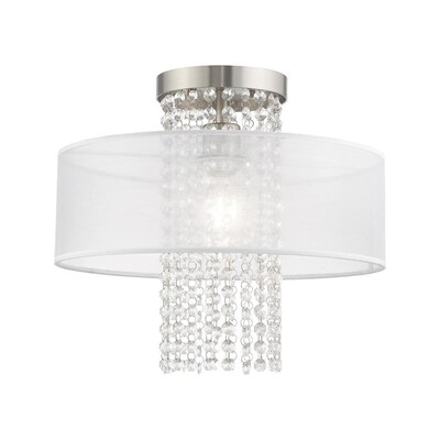 Livex Lighting Bella Vista 13-in Brushed Nickel Modern/Contemporary Incandescent Flush Mount Light Livex Lighting Bella Vista 13-in Brushed Nickel Modern/Contemporary Incandescent Flush Mount Light