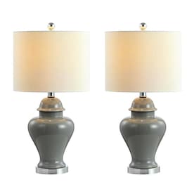Jonathan Y Classic Green Table Lamp With Linen Shade In The Table Lamps Department At Lowes Com