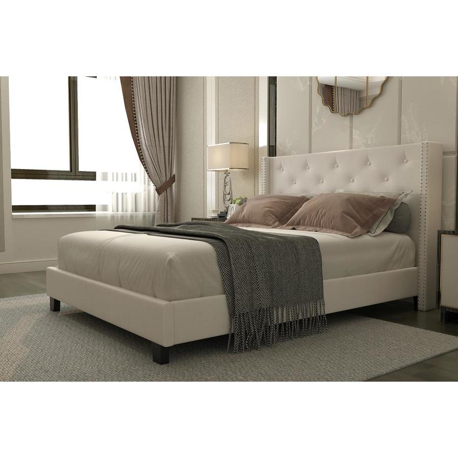 Worldwide Homefurnishings Ivory Queen Platform Bed in the Beds ...