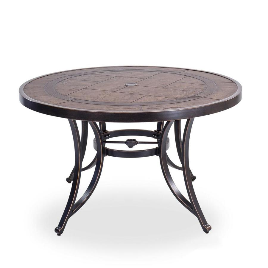 CASAINC Patio table Round Outdoor Dining Table 48-in W x 48-in L with
